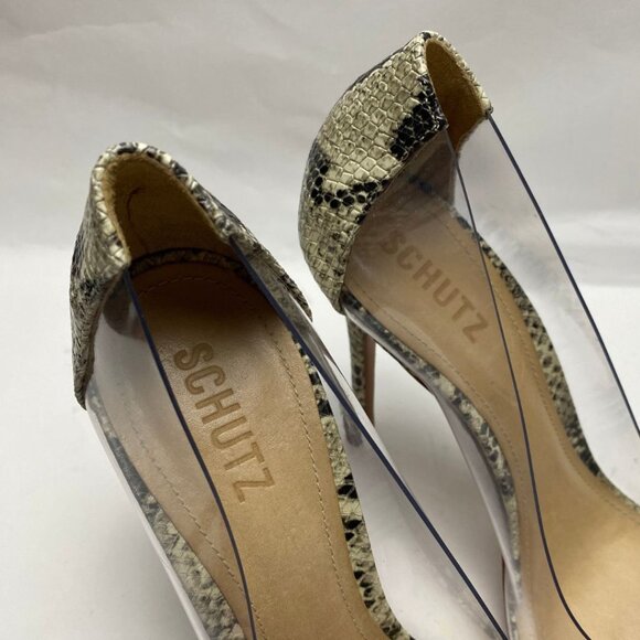 SCHUTZ Cendi Snake Print & Clear Pumps Size 10 - Picture 5 of 8